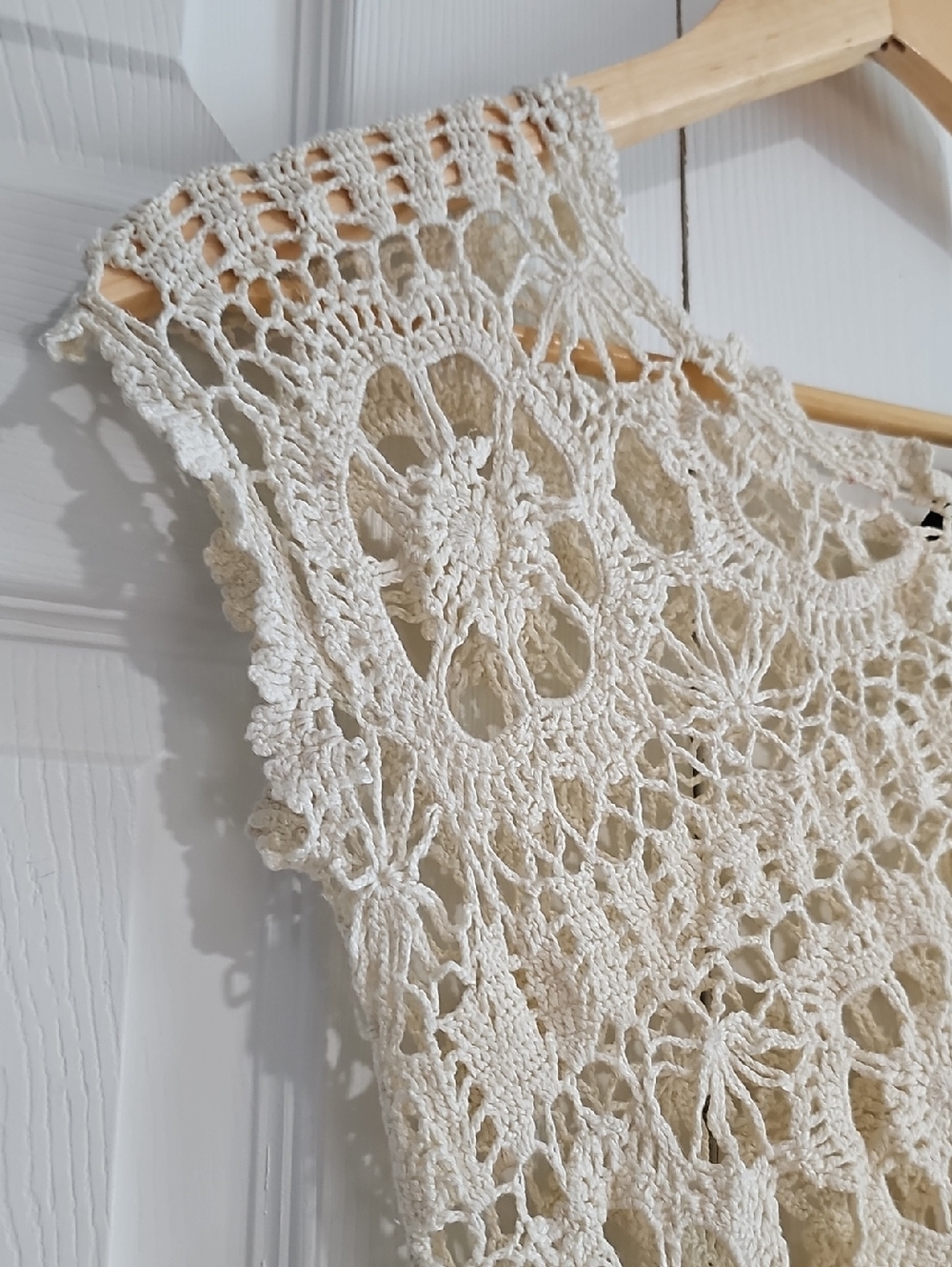 🤍 Boho Crochet Lace Top | Cream Open Knit | Size S - Picture 5 of 6